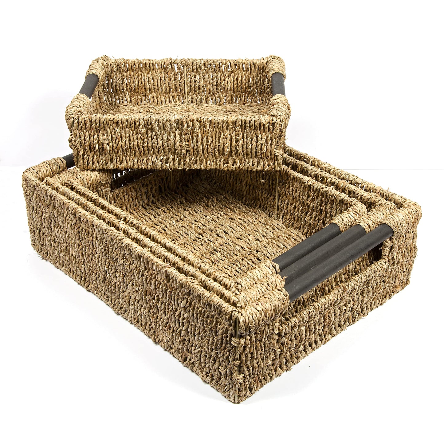 Woodluv Storage Baskets, Storage baskets for Shelves, Storage Box Organiser, Baskets to make hampers With Wood Handles -Extra Large