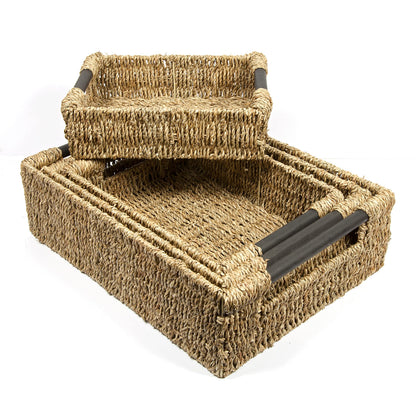 Woodluv Storage Baskets, Storage baskets for Shelves, Storage Box Organiser, Baskets to make hampers With Wood Handles -Extra Large