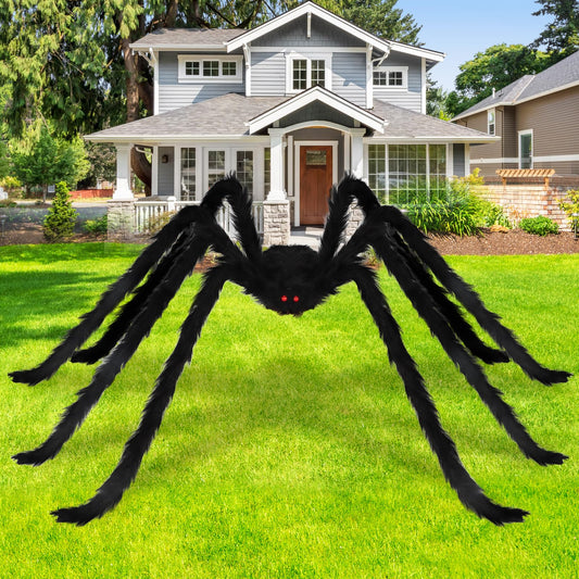 Dreampark 8.0 Ft Giant Spider Halloween Decorations, Outdoor Halloween Decoration Fake Large Hairy Spider Scary Virtual Realistic Spider Props for Indoor Yard House Patry Creepy Decor Black