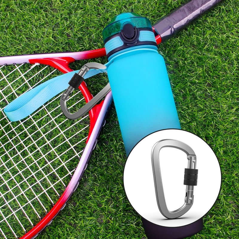 XIECHANEE Premium Aluminum D Ring 4" Locking Carabiner Clips with Screw Gate, Set of 4, Lightweight & Durable for Hiking, Camping, Hammock, Dog Leash Harness, Keychains