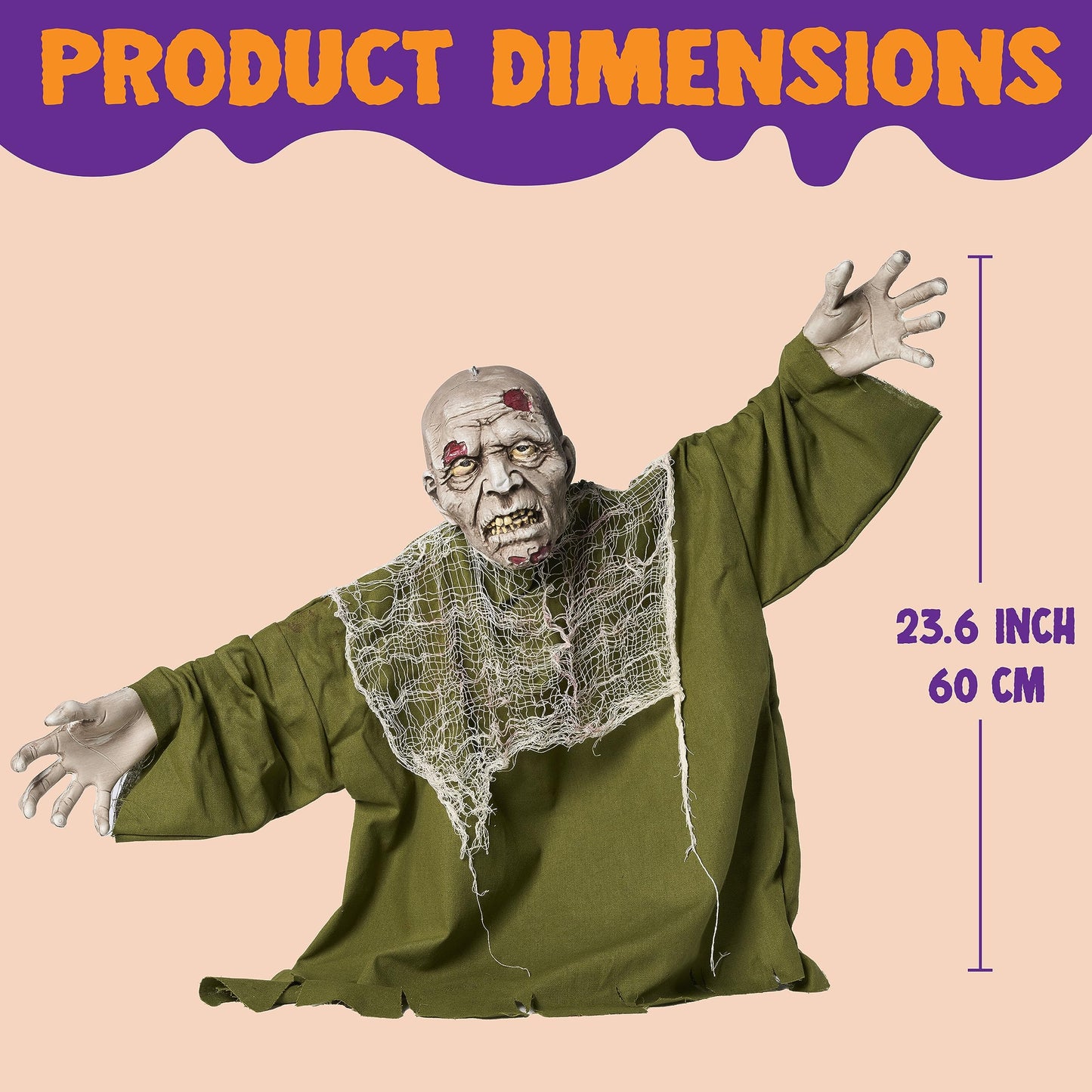 JOYIN Halloween Animated Zombie Groundbreaker Outdoor Decor with Light Up Eyes Creepy Animatronic Decorations with Movable Arms for Halloween Party Prop and Lawn Patio Yard Outside Decorations