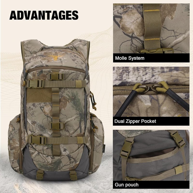 Mardingtop Camo Hunting Backpack - Large Capacity Tactical Day Pack with Rain Cover for Outdoor Adventures