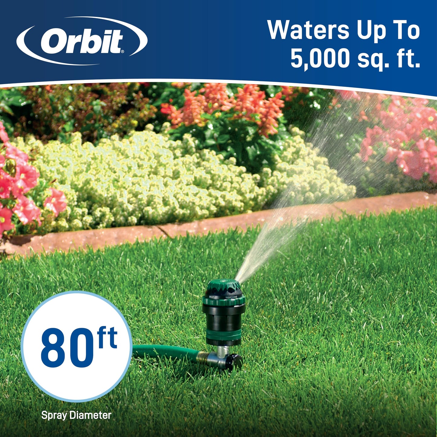 Orbit 58573N H2O-6 Gear Drive Sprinkler, Spike B 58573, Green