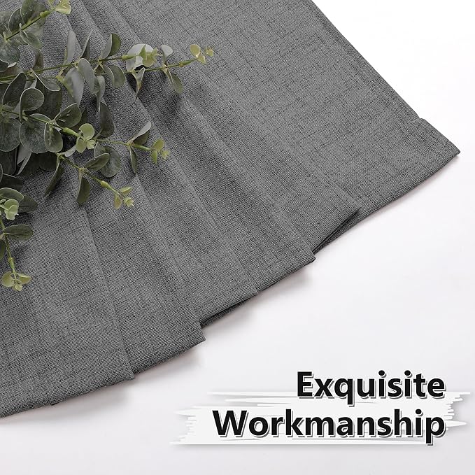 Tollpiz Linen Curtain Bedroom Rod Pocket Semi Sheer Curtains Burlap Light Filtering Thick Linen Drape for Living Room, 38 x 84 inches Long, Dark Grey, Set of 2 Panels
