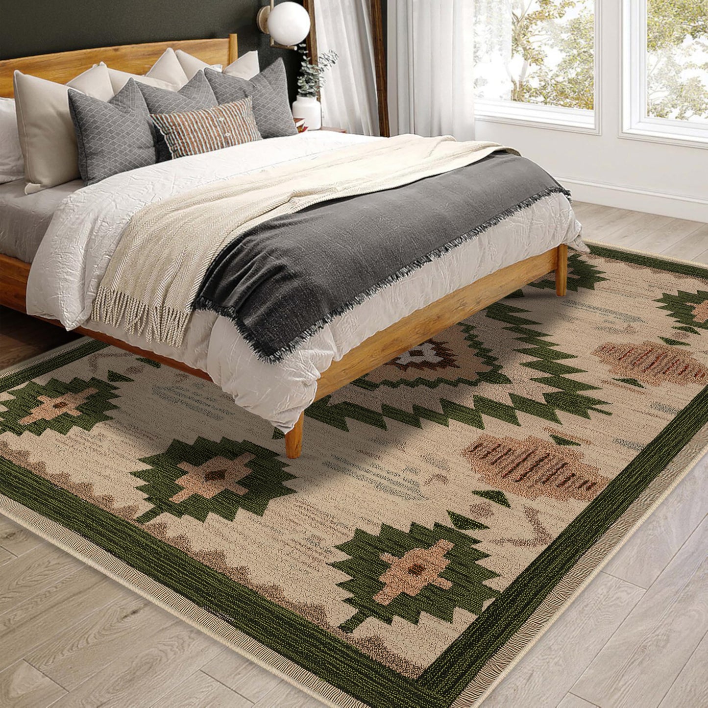 Area Rug 6x9 Living Room Western Rug Aztec Southwestern Rugs Machine Washable Tribal Navajo Southwest Rug Non Slip Printed Low-Pile Indoor Floor Carpet for Dining Room Bedroom Office, Camel