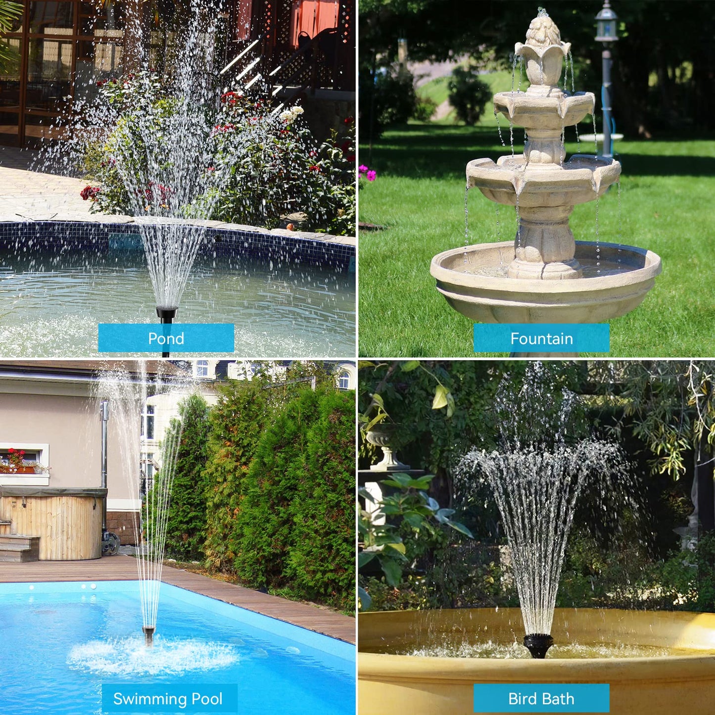 POPOSOAP Solar Water Pump 12W, Solar Water Fountain Pump with 160GPH Submersible Pond Pump Adjustable Flow for Solar Fountain, Pond, Fish Tank, Garden, Pool, Water Features