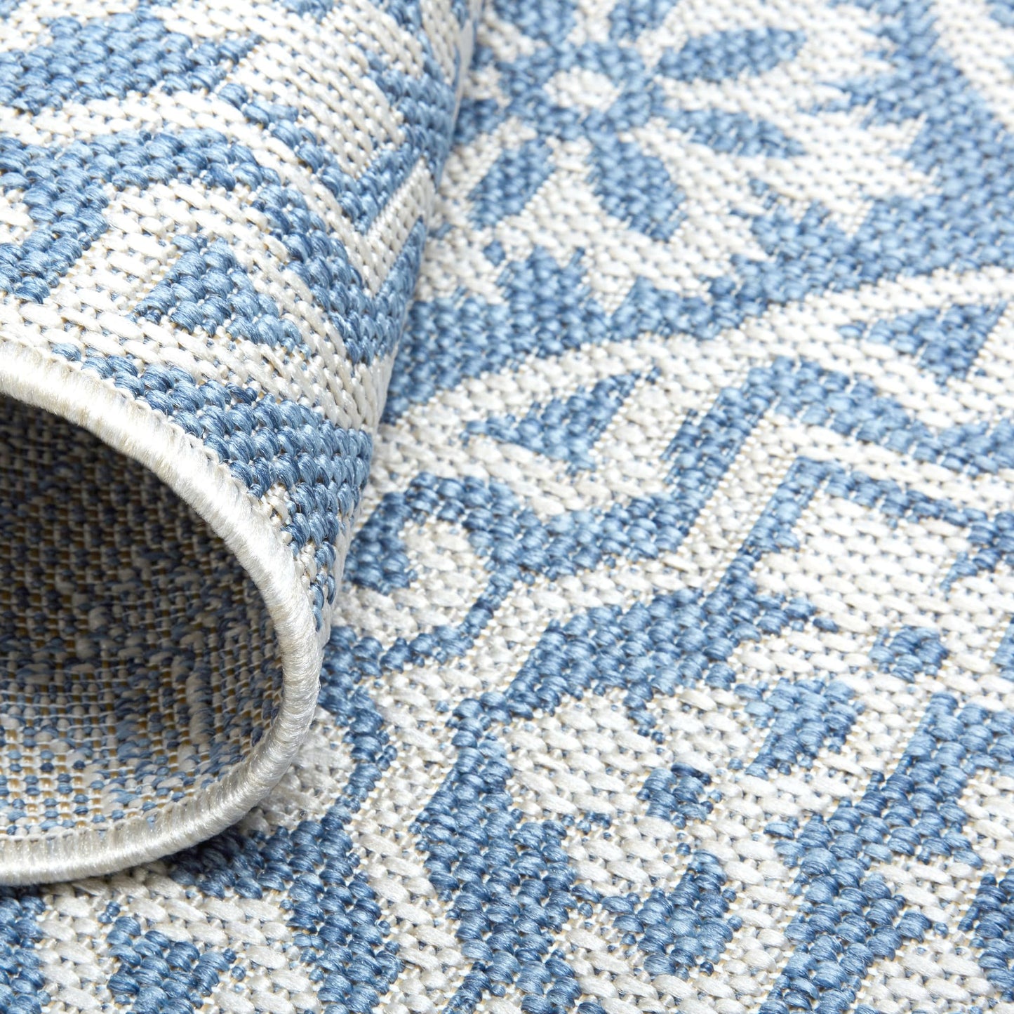 Nicole Miller New York Patio Country Julia Transitional Geometric Indoor/Outdoor Area Rug, Blue/Grey, 3'11"x5'2"