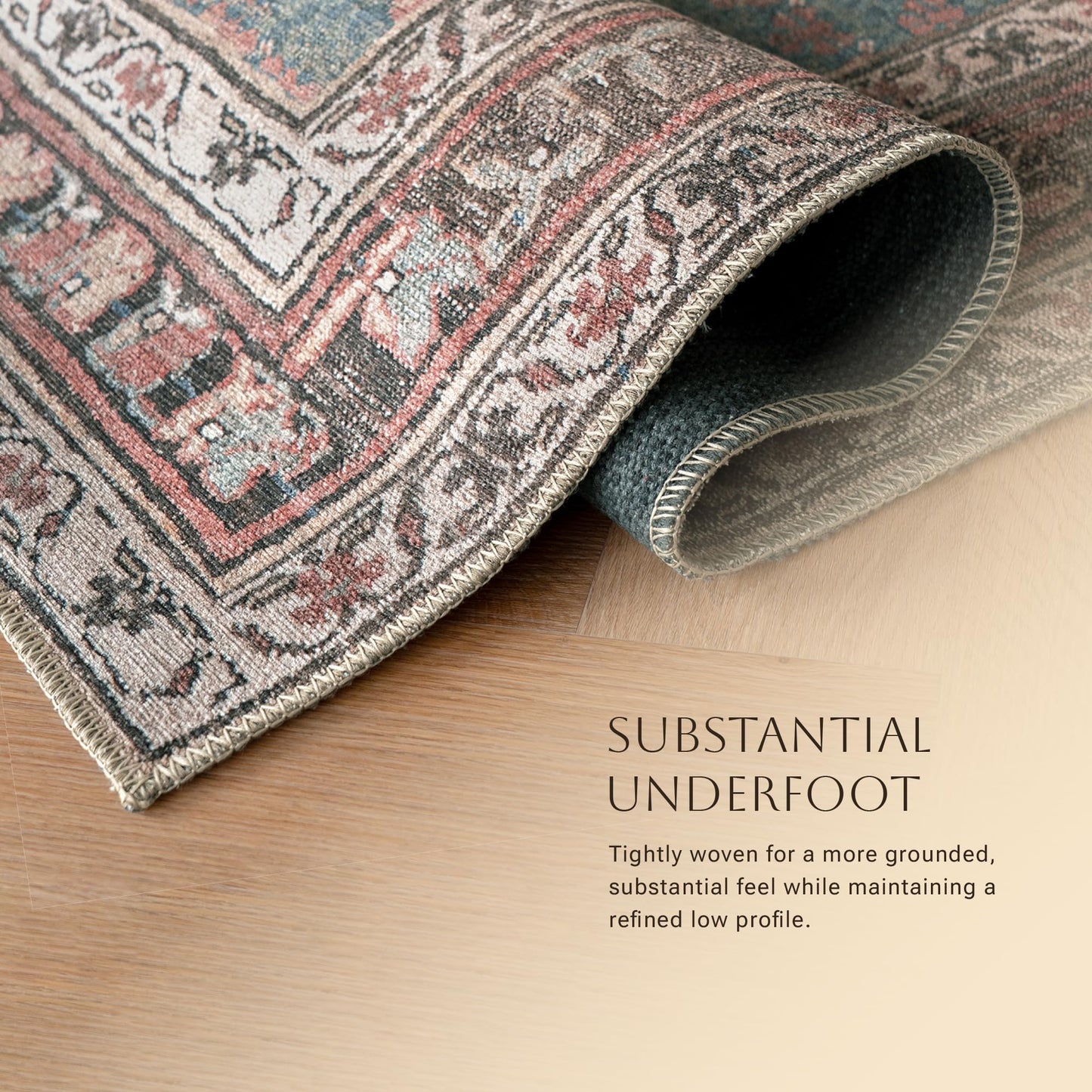 KNOTTING MATTERS Knot Again 5’ x 8’ Area Rug – Clay & Mineral Blue Heritage Flatweave, Low-Pile – Easy Clean Area Rug – Perfect for Living Room, Dining Room, Bedroom – Pet & Kid Friendly