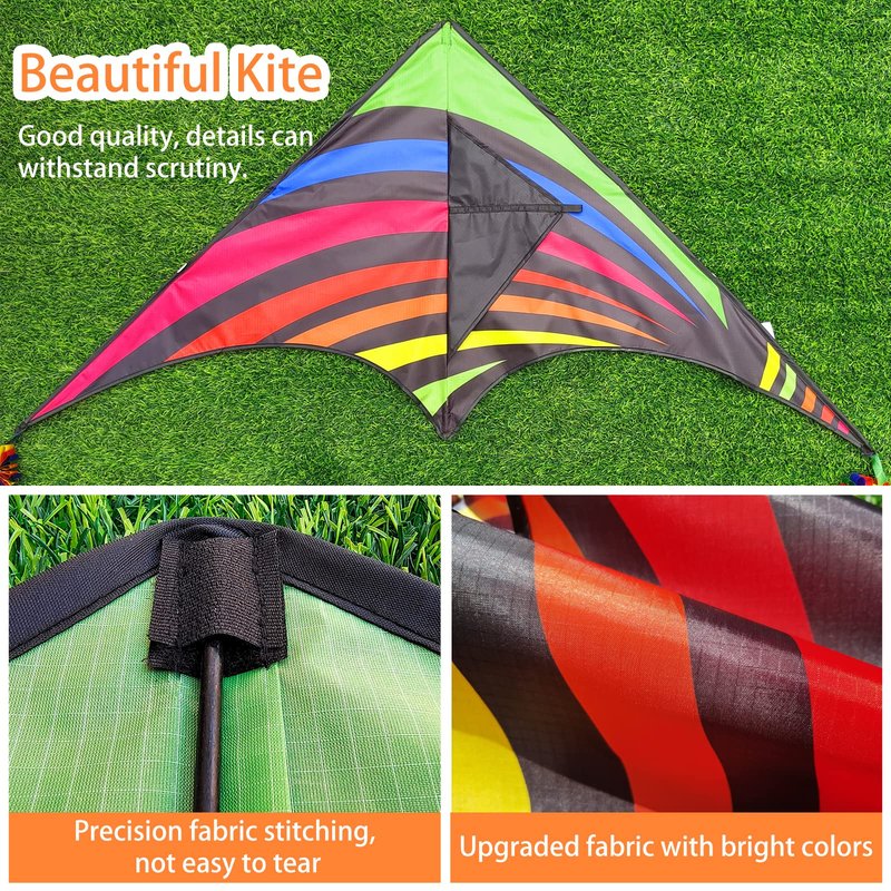 Mint's Colorful Life 3 Pack Delta Kites for Kids & Adults, Extremely Easy to Fly Kite, Best Kite for Beginner(Green & Rainbow & Blue)