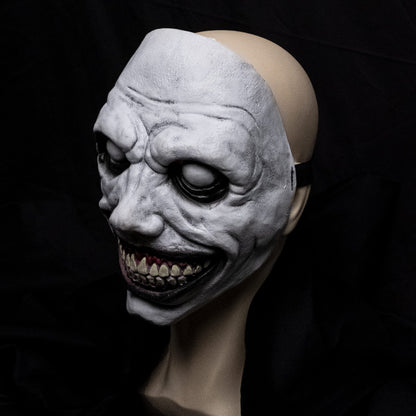Wellinology Smiling Demon Halloween Scary Mask, Latex Creepy Realistic Ghost Devil Zombie Cosplay Costume Mask Party Props (White Smiling Demon)