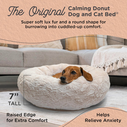 Best Friends by Sheri The Original Calming Donut Cat and Dog Bed in Lux Fur Oyster, Small 23x23