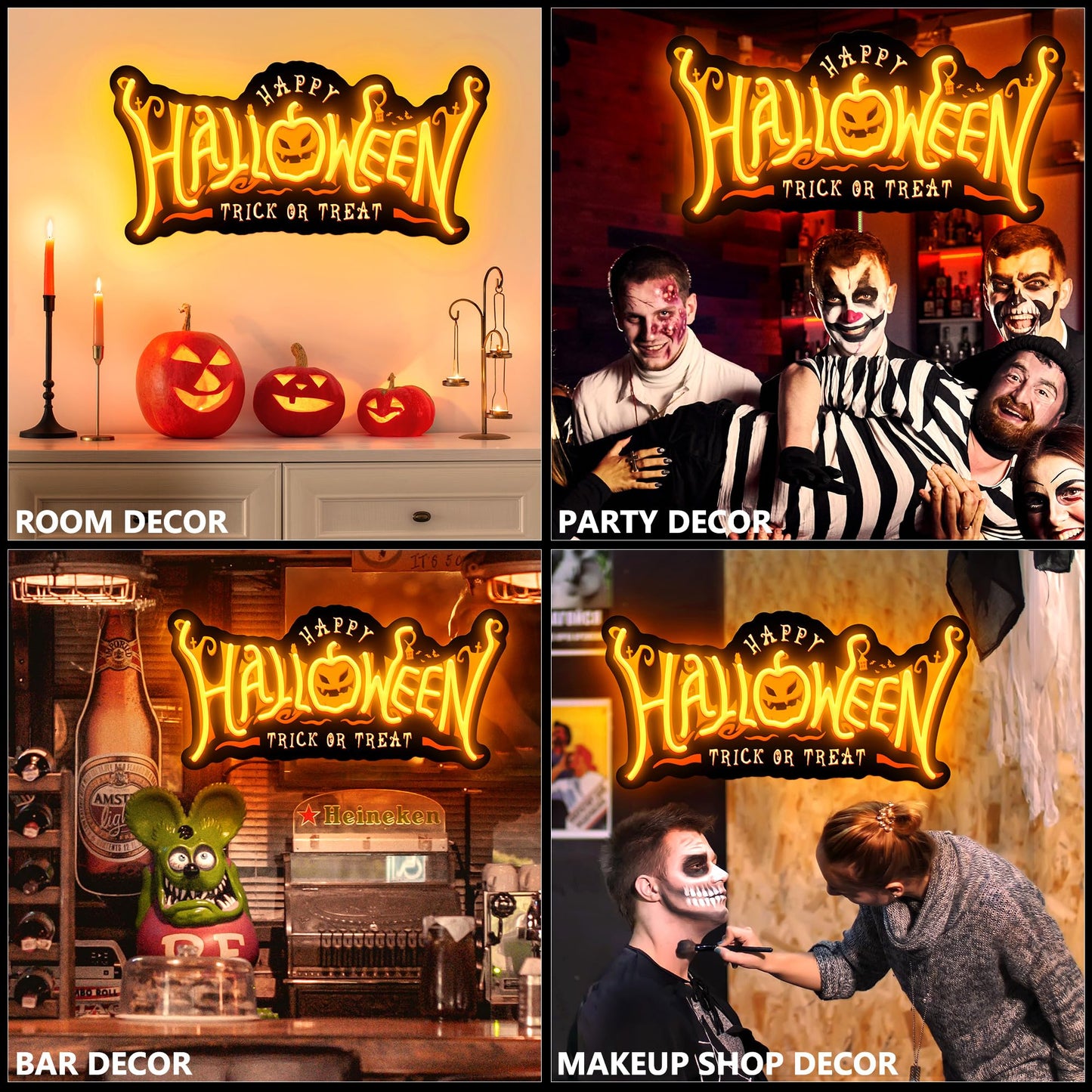 SELICOR Happy Halloween Neon Signs for Wall Decor,Halloween Pumpkin Neon Light Sign,USB Powered Light Up Acrylic LED Sign With Hooks for Bedroom,Kids Room,Living Room,Bar,Party,Halloween Decor