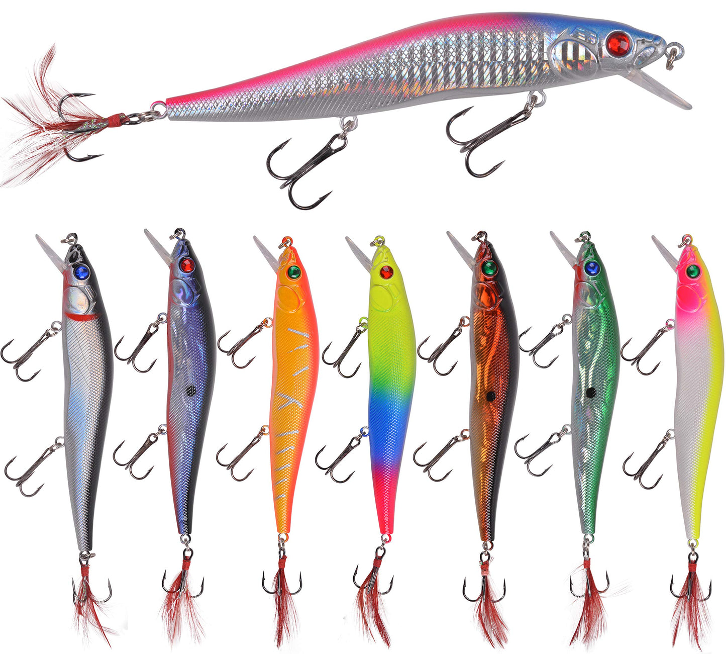 Fishing Lures Kit Crankbait Minnow Hard Bait Set Deep Diving Jerkbait Swimbait Popper Pencil Walleye Lures Artificial Fishing Bait for Bass Trout Redfish Saltwater Freshwater Fishing Lure