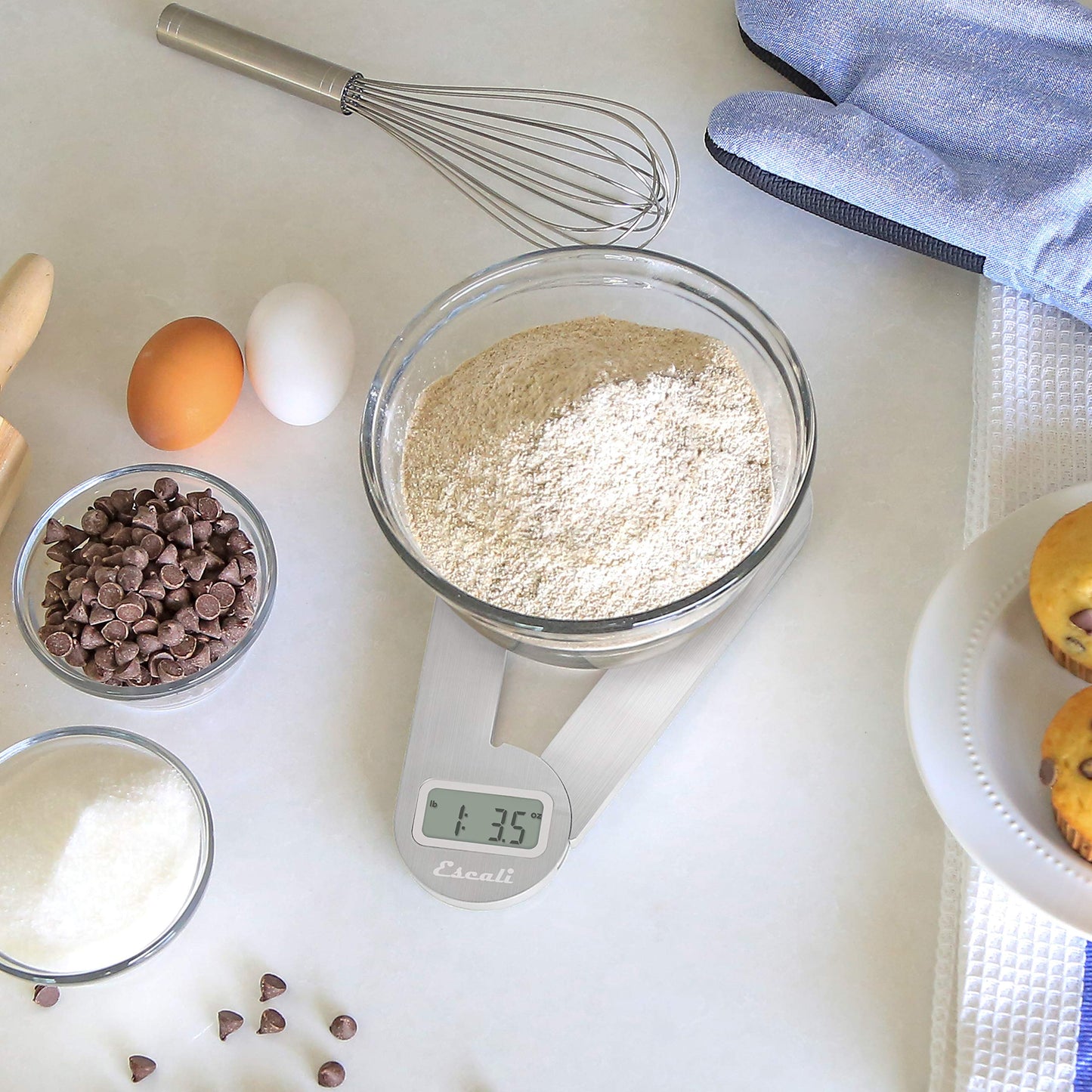 Escali F115 Compact Kitchen Scale, 11 lb/5 kg, Stainless Steel