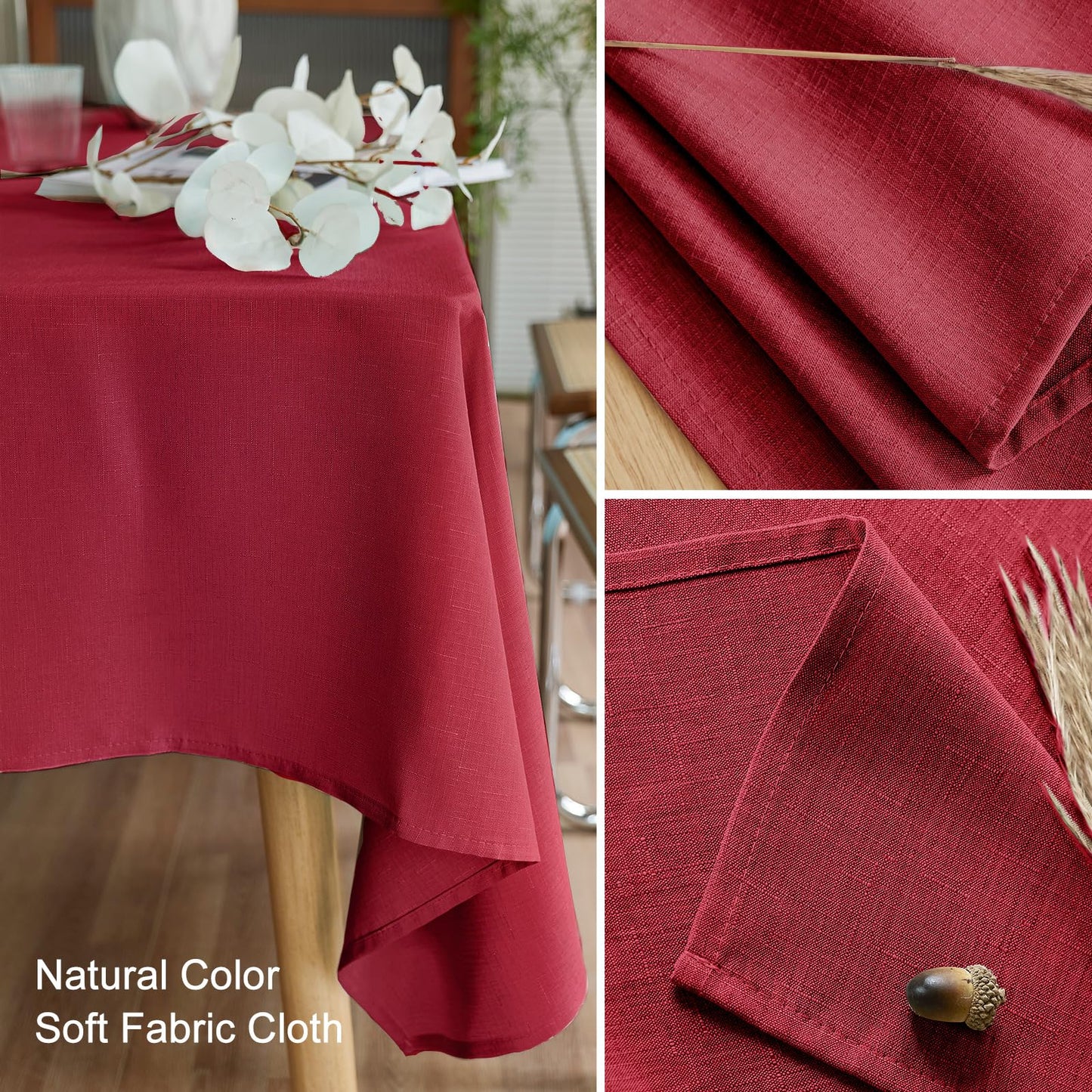 AUSSPVOCT Textured 54 Inch Round Tablecloth Up to 35'' Dia Tables Waterproof Spill-Proof Wipeable Table Cloth Wrinkle Free Circle Dining Table Cover for Birthday Farmhouse Outdoor Party Tablecloths