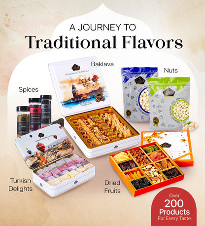 Cerez Pazari Baklava Pastry Gift Set - Turkish Baklava Pastry With Nuts & Spices - Baklava Gift Box From Turkey - Pastry, Halal Snacks - Assorted 45-48 Pieces Per Metal Dessert Box - 1.32 lbs