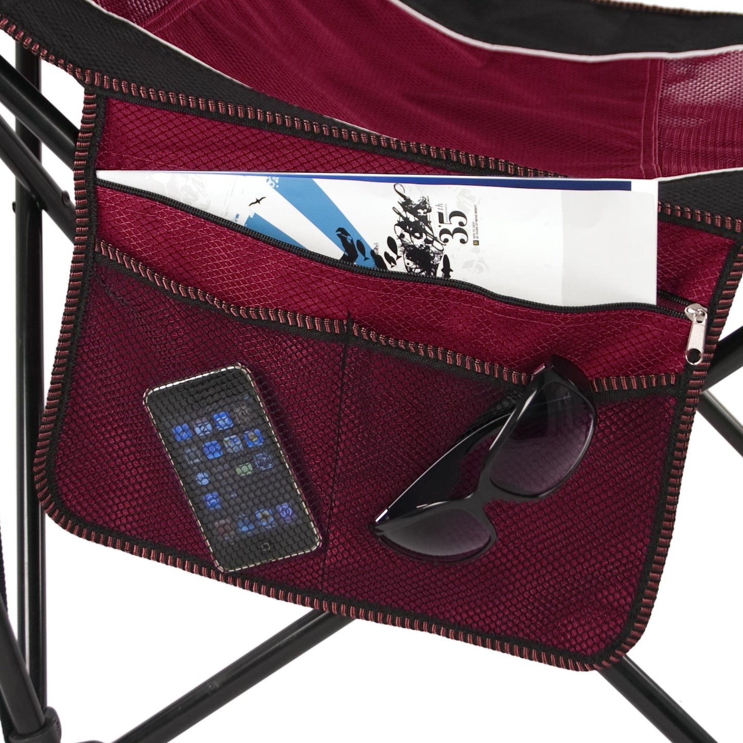 Kijaro Sling Folding Camping Chair - Enjoy the Outdoors in this Outdoor Chair with a Built-In Cup Holders and Side Organizer - Includes a Detachable Pillow – Red Rock Canyon