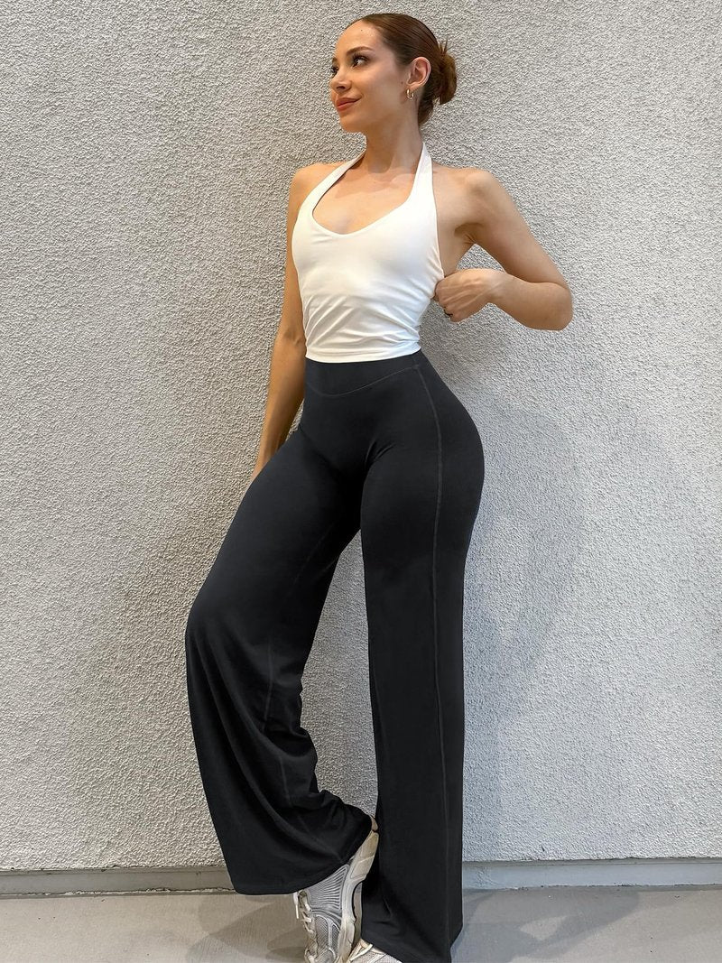 YEOREO Workout Leggings Womens No Front Seam Straight Leggings 33" High Waist Buttery Eddiy Gym Yoga Pants Black XXS