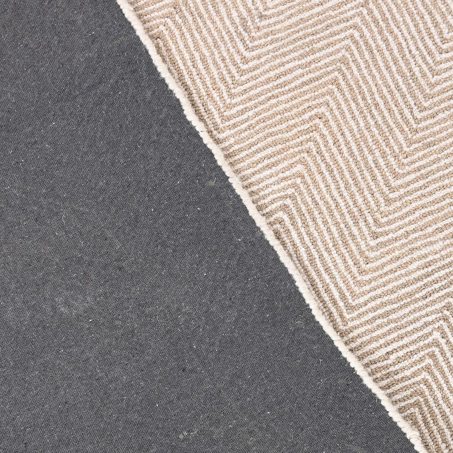 Modern Herringbone Chevron Collection Handcrafted Wool Area Rug - Durable, Zigzag Pattern, for High Traffic, Contemporary Design for Living Room, Bedroom, Dining Room Decor (Sand Beige, 2' x 3')