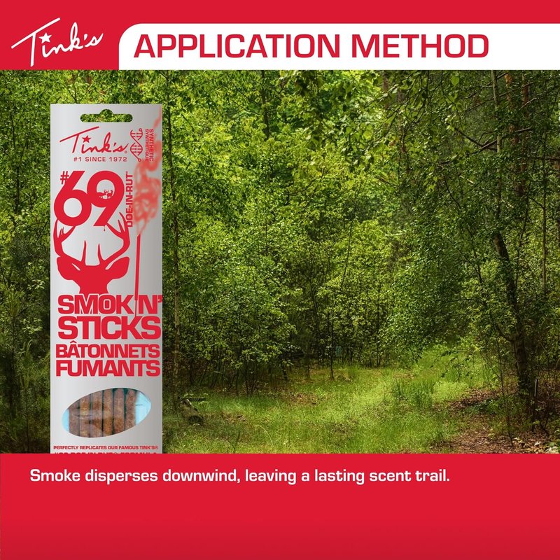 TINK'S Smokin’ Sticks Doe-in-Rut Lure - Long Lasting Estrous Urine | 6 Pack Hunting Accessory