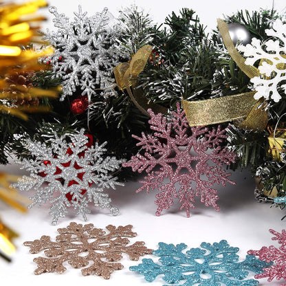 RECUTMS Winter Christmas Hanging Snowflake Decorations - 40Pcs White Snowflakes Hanging Garland for Christmas Winter Wonderland Holiday New Year Party Home Decoration,4 Inches,2 Pattern (White)