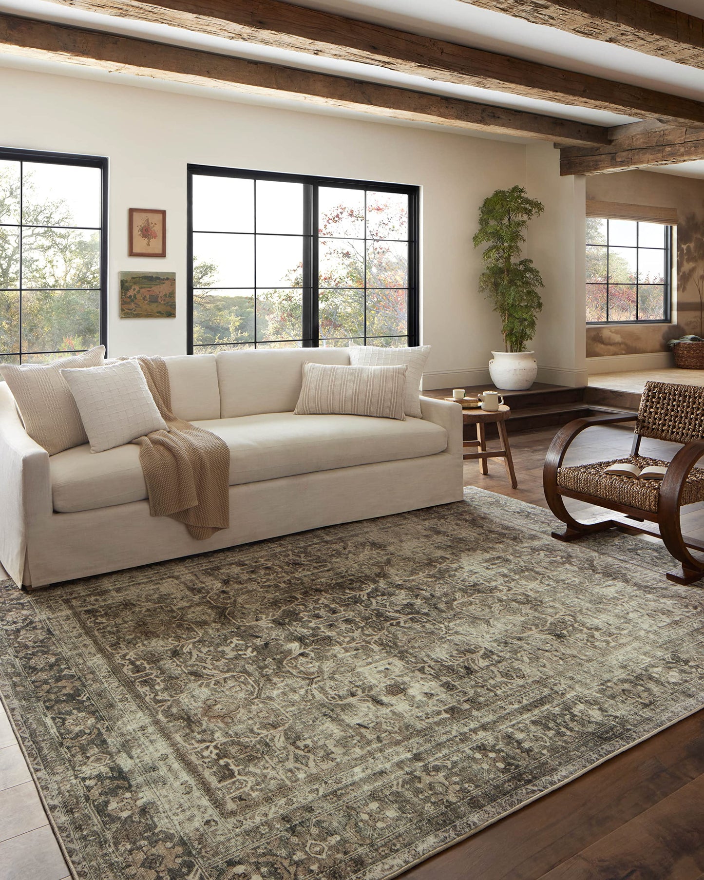 Loloi Magnolia Home by Joanna Gaines Sinclair Collection SIN-01 Pebble/Taupe 8'-6" x 11'-6", .25" Pile Height, Machine Washable, Area Rug