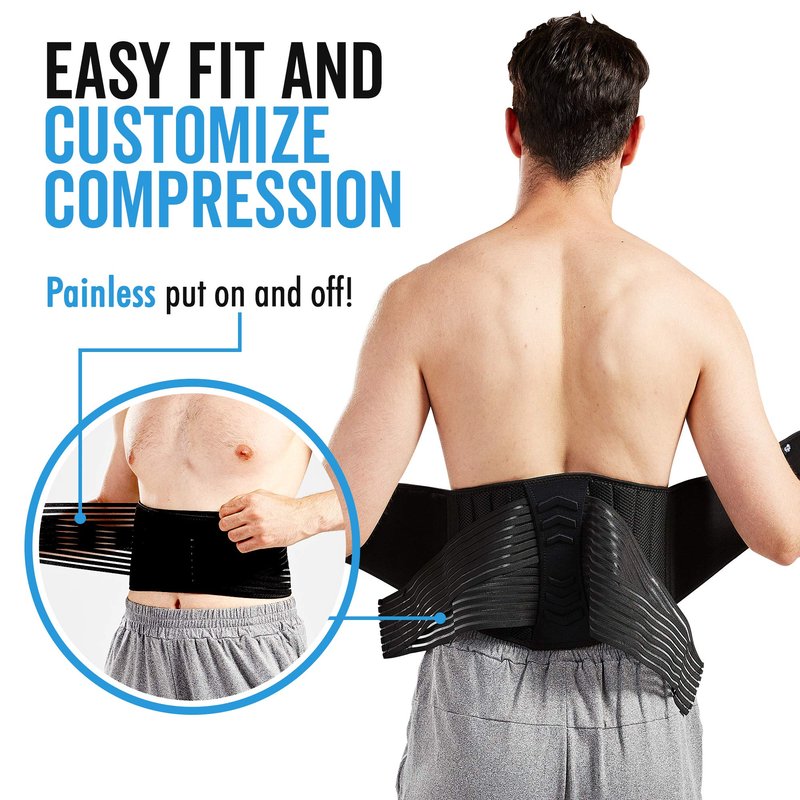 Bodyprox Lumbar Support Back Brace for Men and Women (Regular 28" - 50")