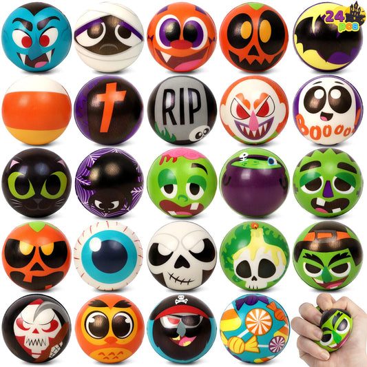 JOYIN 24 PCS Halloween Stress Balls Slow Rising Stress Relief Fidget Toys, Assorted Designs and Colors Stress Balls for Halloween Party Favor, Halloween Toys for Boys and Girls, Kids Gift