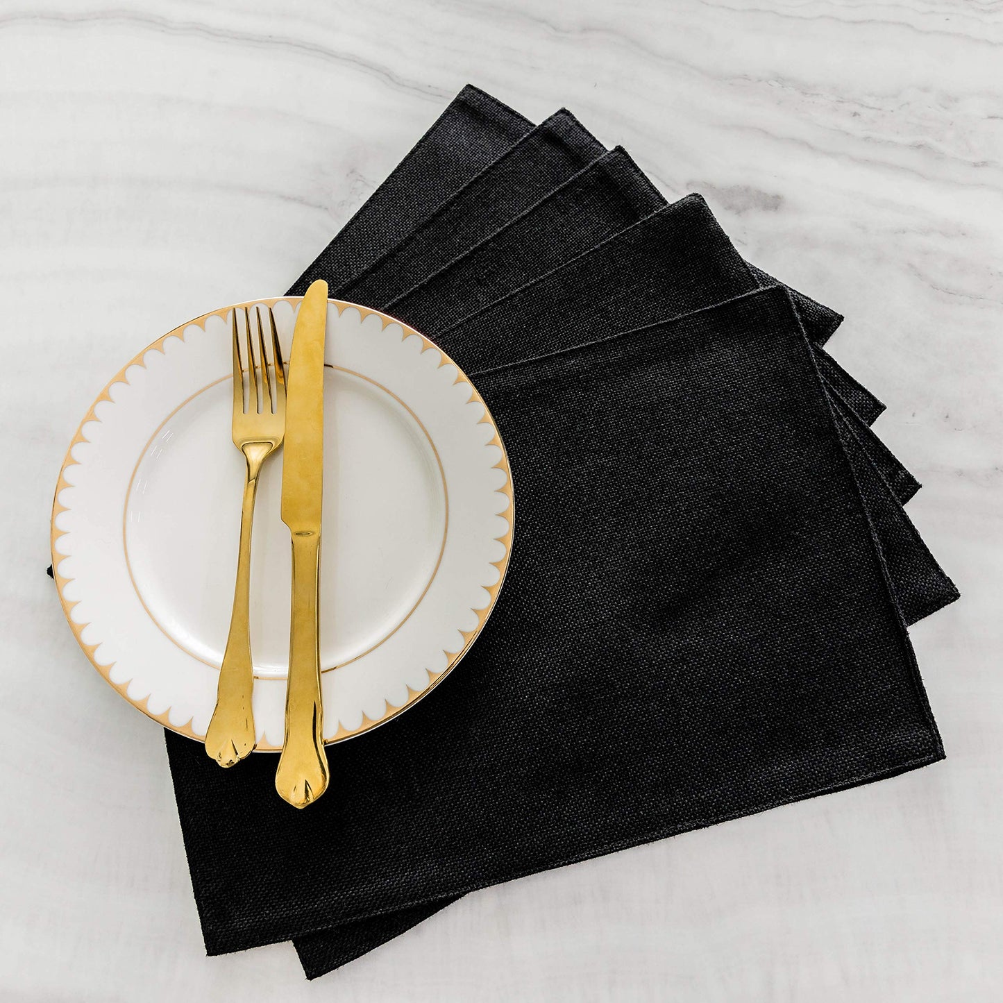 Home Brilliant Black Placemats Set of 6 Heat Resistant Dining Table Fall Halloween Place Mats Kitchen Cloth Table Mats, Black