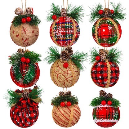Elcoho 9 Pieces Rustic Christmas Tree Hanging Baubles - Shatterproof Ornaments for Decorations