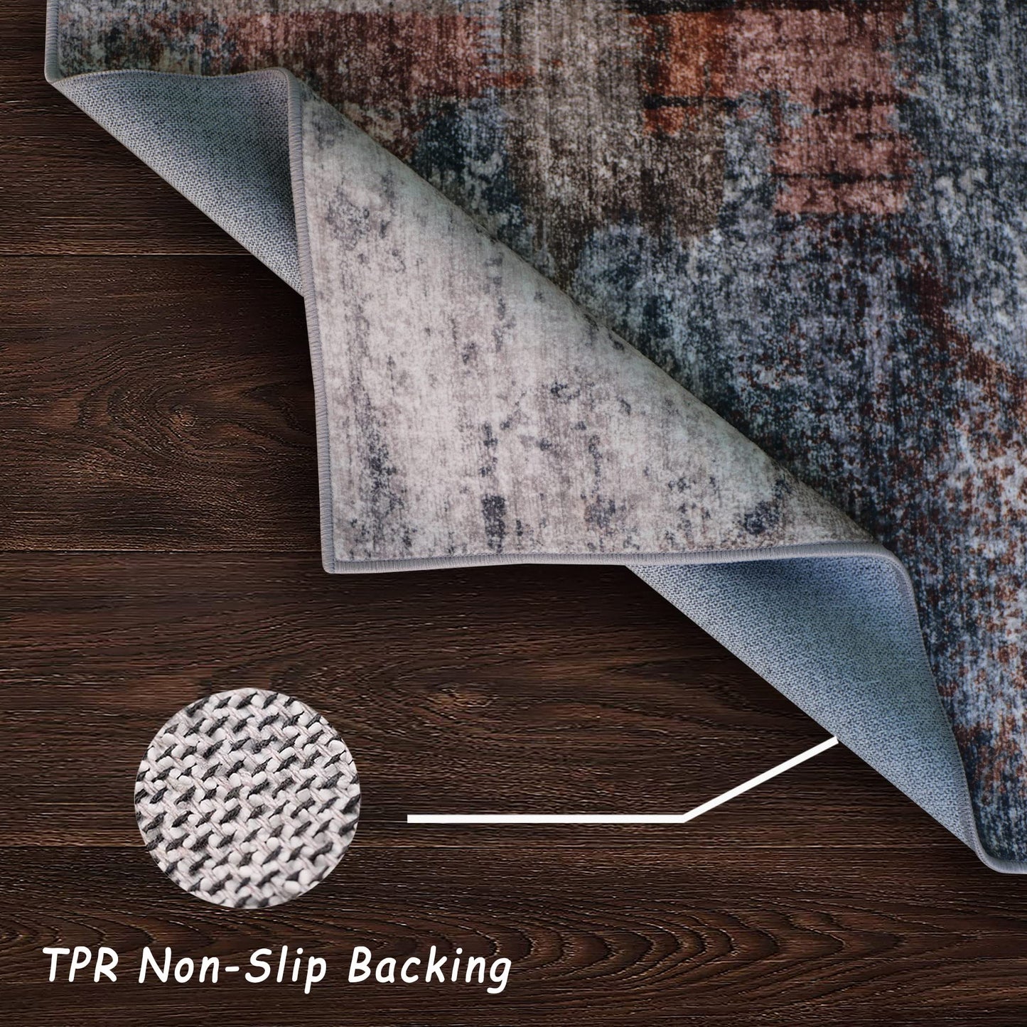 vivorug Washable Rug, Ultra Soft Area Rug 6x9, Non Slip Abstract Rug Carpet, Stain Resistant Rugs for Living Room Bedroom, Modern Fluffy Rug (Gray/Rust, 6'x9')