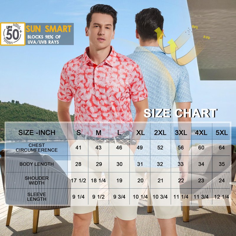 Men's Golf Shirts for Mens Polo Shirts Moisture Wicking Floral Geometric Print Collared Mens Golf Polo Shirts Short Sleeve Dry Fit Polo Shirts for Men, 3XL