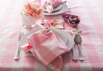 DII Buffalo Check Collection, Classic Farmhouse Tablecloth, Tablecloth, 60x84, Pink & White