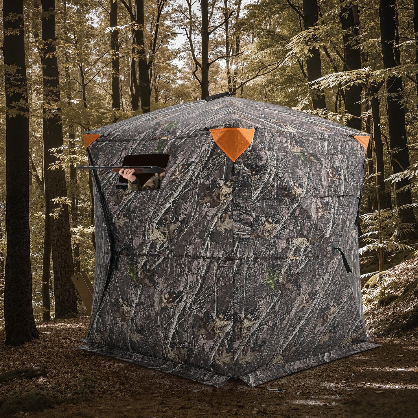 VEVOR Hunting Blind, 270° See Through Ground Blind, 1-2 Person Pop Up Deer Blind for Hunting with Carrying Bag, Portable Resilient Hunting Tent, One-Way See-Through Mesh for Turkey and Deer Hunting