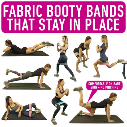 Resistance Bands for Working Out with Workout Bands Guide. 4 Booty Bands for Women Men Fabric Elastic Bands for Exercise Bands for Legs for Working Out Hip Thigh Glute Bands Set