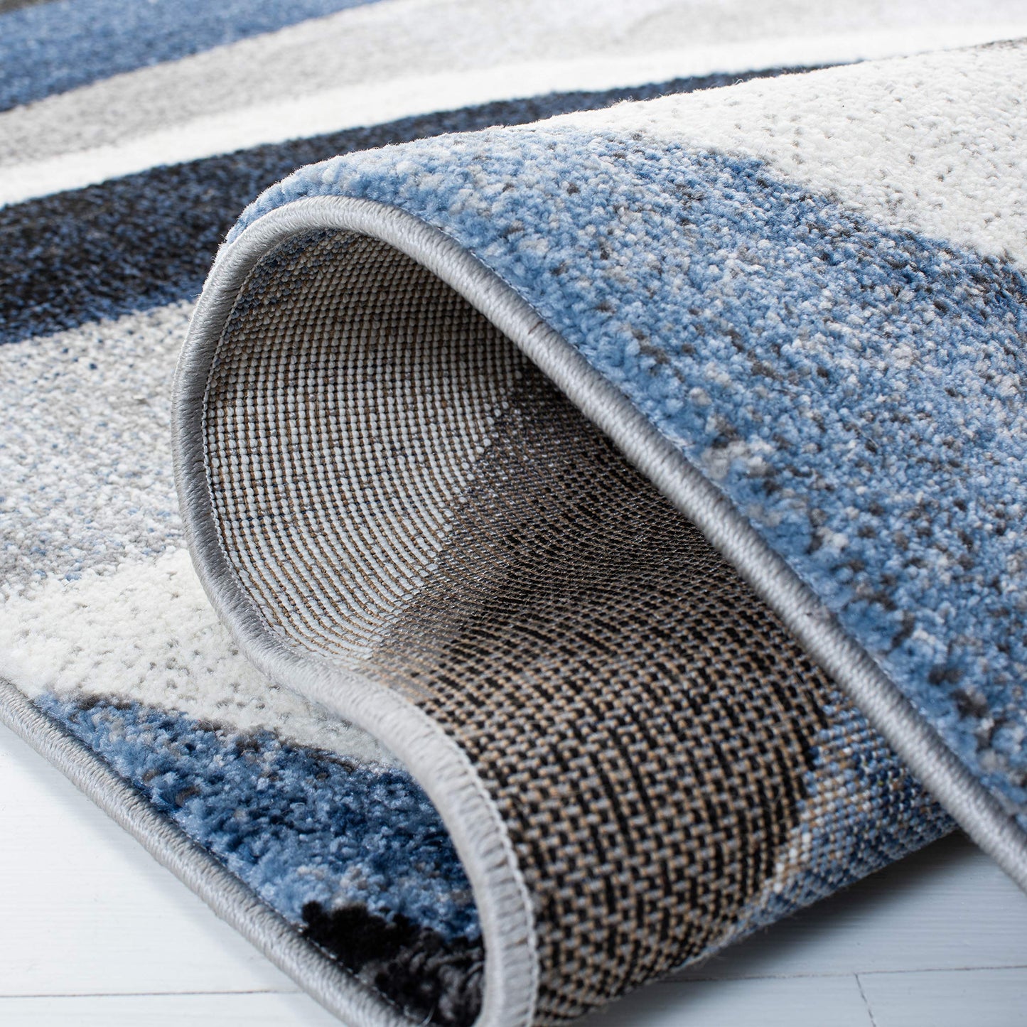 SAFAVIEH Area Rug 8x10 - Hollywood Collection - Large - Grey & Blue, Mid-Century Modern Design, Non-Shedding & Easy Cleaning, Ideal for Living Room, Bedroom, Office, Dining Space (HLW766F)
