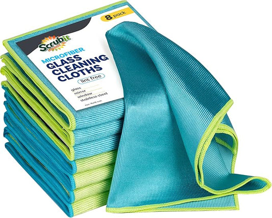 SCRUBIT Microfiber Cloths for Glass – Lint Free Window Cleaning Cloth for