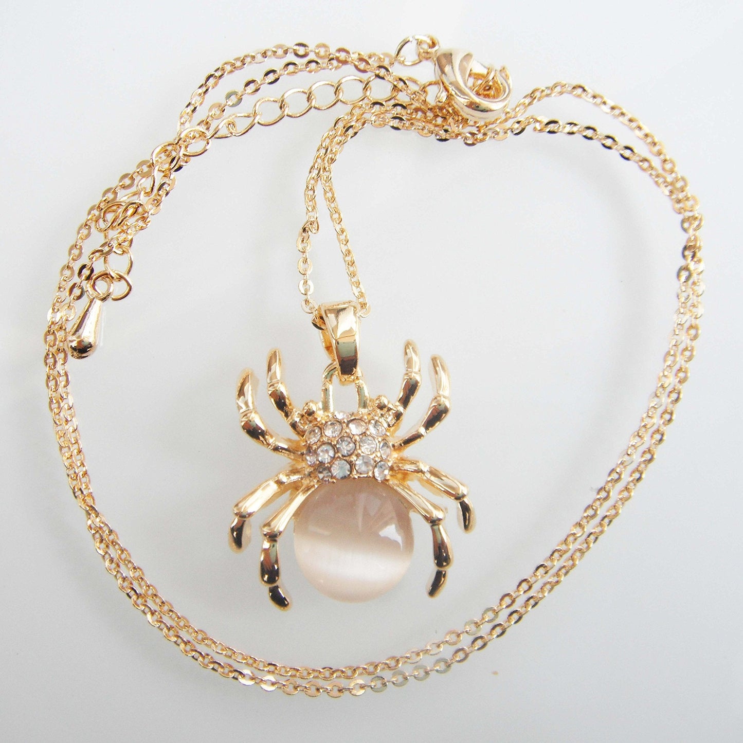 Navachi 18k Gold Plated White Opal Crystal Spider Az6081s Pendant Necklace 16"+2"
