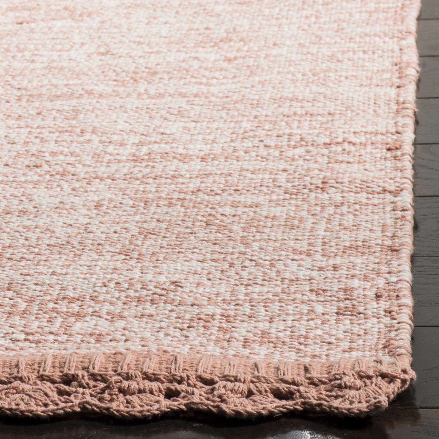 SAFAVIEH Area Rug 8x10 - Montauk Collection - Large - Peach, Handmade Cotton, Ideal for Living Room, Bedroom, Office, Dining Space (MTK615O)