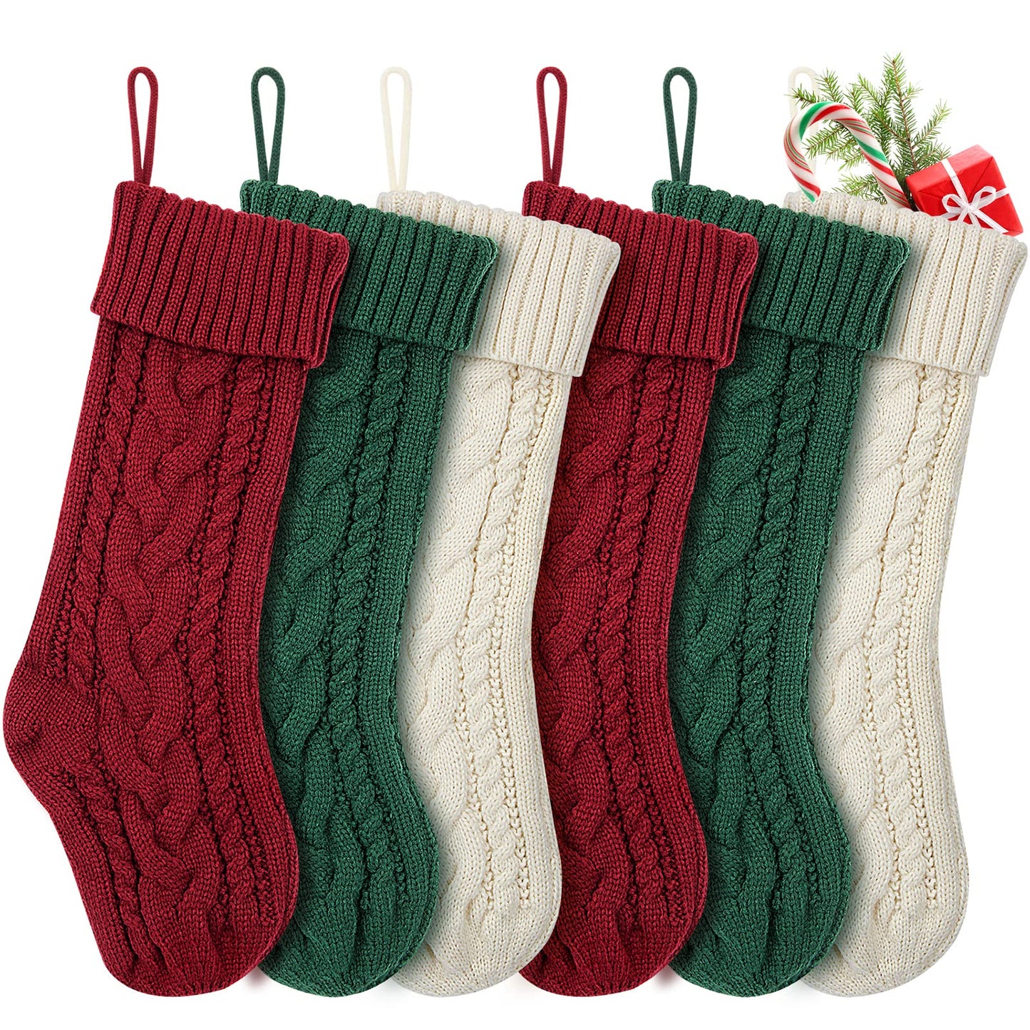KaKaPops Christmas Stockings, 18 Inches Knit Christmas Stockings Xmas Hanging Stockings for Family Christmas Decorations