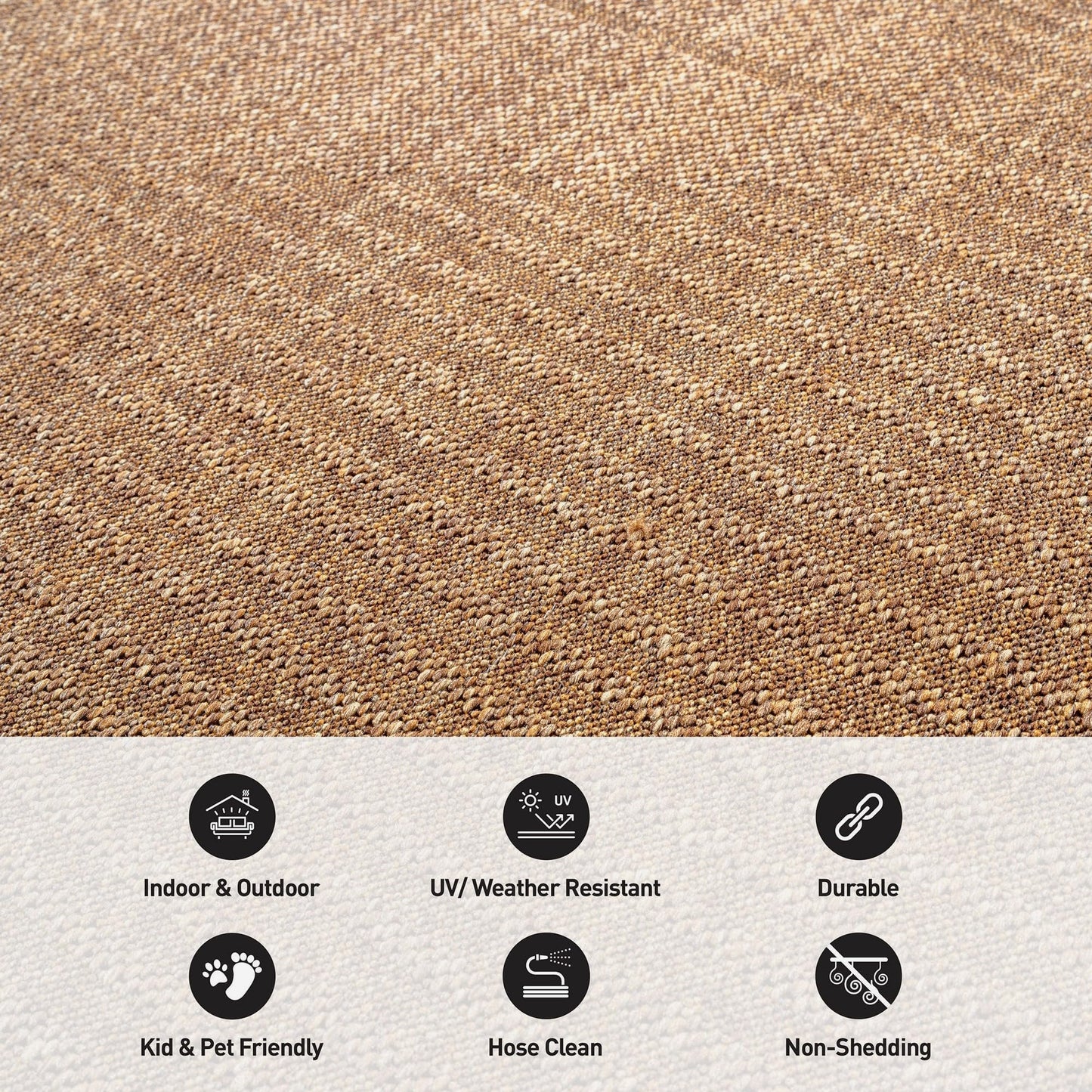 Rugshop Geometric Indoor Outdoor Flat Woven Area Rug,Natural Jute-Style,Easy-Care Patio Rug for Backyard Porch Deck Balcony, 5' x 7' Natural/Jute