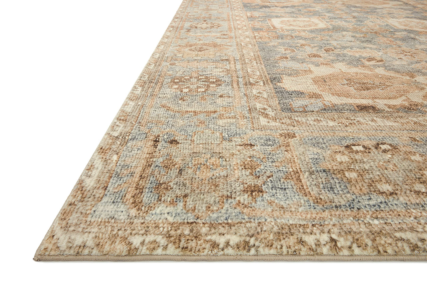 Loloi Margot Collection MAT-03 Ocean/Spice 7'-6" x 9'-6" Area Rug feat. CloudPile, No-Shed Easy Clean Large Patterned Area Rug for Living Room, Bedroom, Dining Area