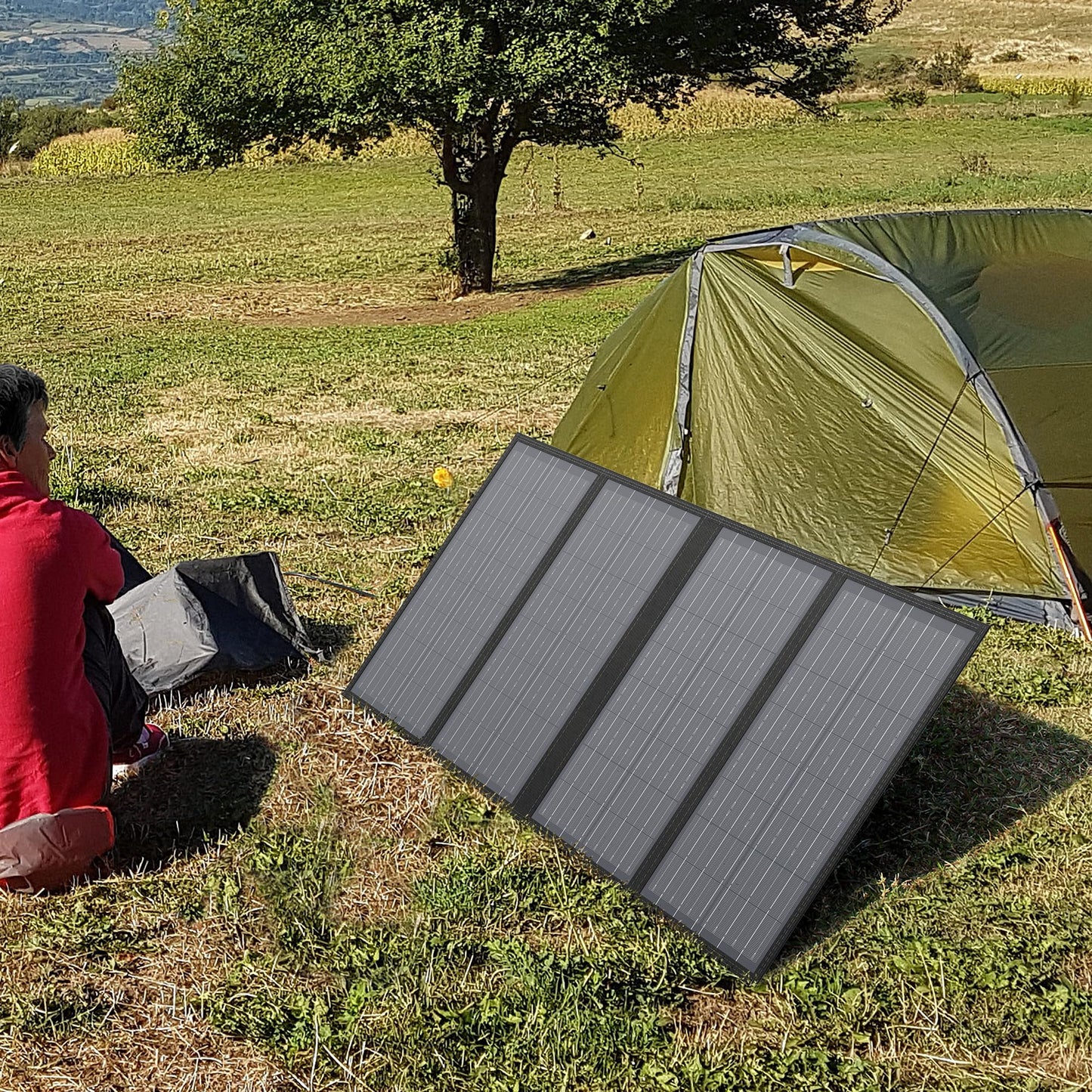 Foldable Solar Panel Charger 60W with 18V DC Output (11 Connectors) for 100W~350W Portable Power Stations Jackery/Rockpals/Flashfish/Enginstar, Portable Solar Generator for Outdoor Camping Van RV Trip