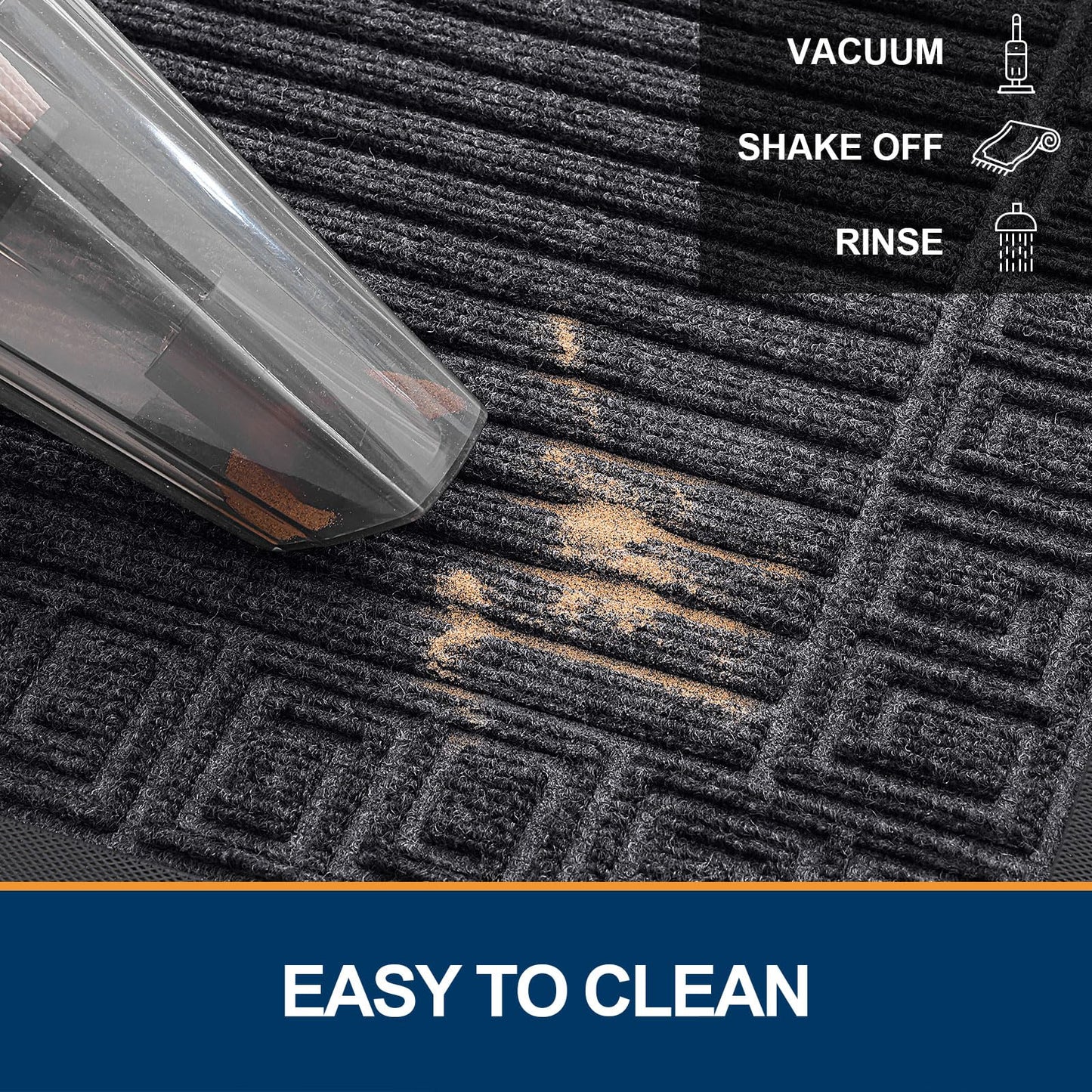 Finchitty Front Door Mat Outdoor Entrance, Heavy Duty Sturdy Rubber Doormat, Stain and Fade Resistant, Easy to Clean, Low Profile Indoor Outdoor Mat for Entryway and Patio, 47x32, Grey