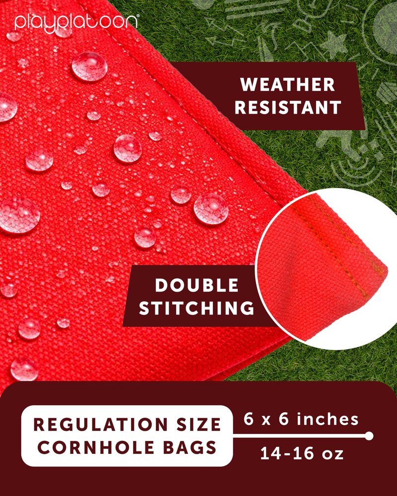 Premium Weather Resistant Duck Cloth Cornhole Bags - Set of 8 Bean Bags for Corn Hole Game - 4 Red & 4 Blue