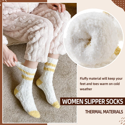 Velice Womens Fuzzy Socks Soft Cozy Fluffy Slipper Winter Socks Warm Plush Sleeping Christmas Socks (White)