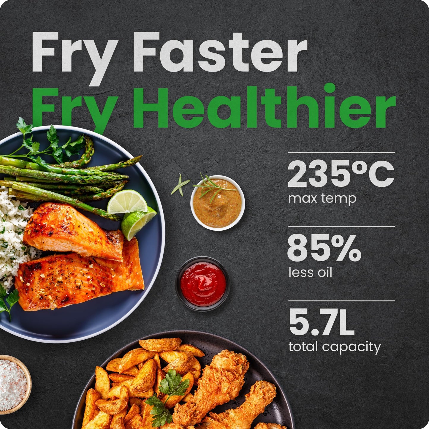 Chefman 5.7L Air Fryer, Touch Controls with 4 Presets, Compact Air Fryer with Hi-Fry Technology for Extra Crisp, Quick & Easy Meals, Nonstick & Dishwasher Safe Basket, Black