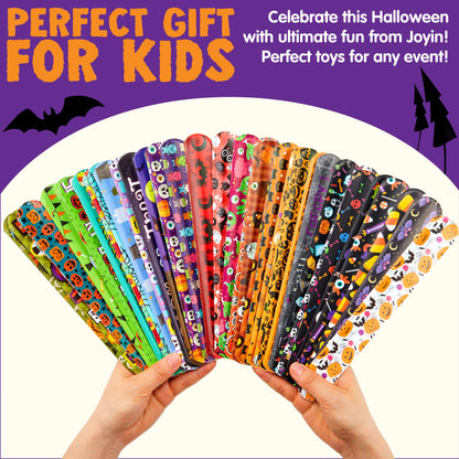 JOYIN 72 PCS Halloween Slap Bracelets for Kids Gift, 36 Different Design Bracelets Bulk for Halloween Party Favor Supplies, Friendship Bracelets for Halloween Goodie Bag Fillers