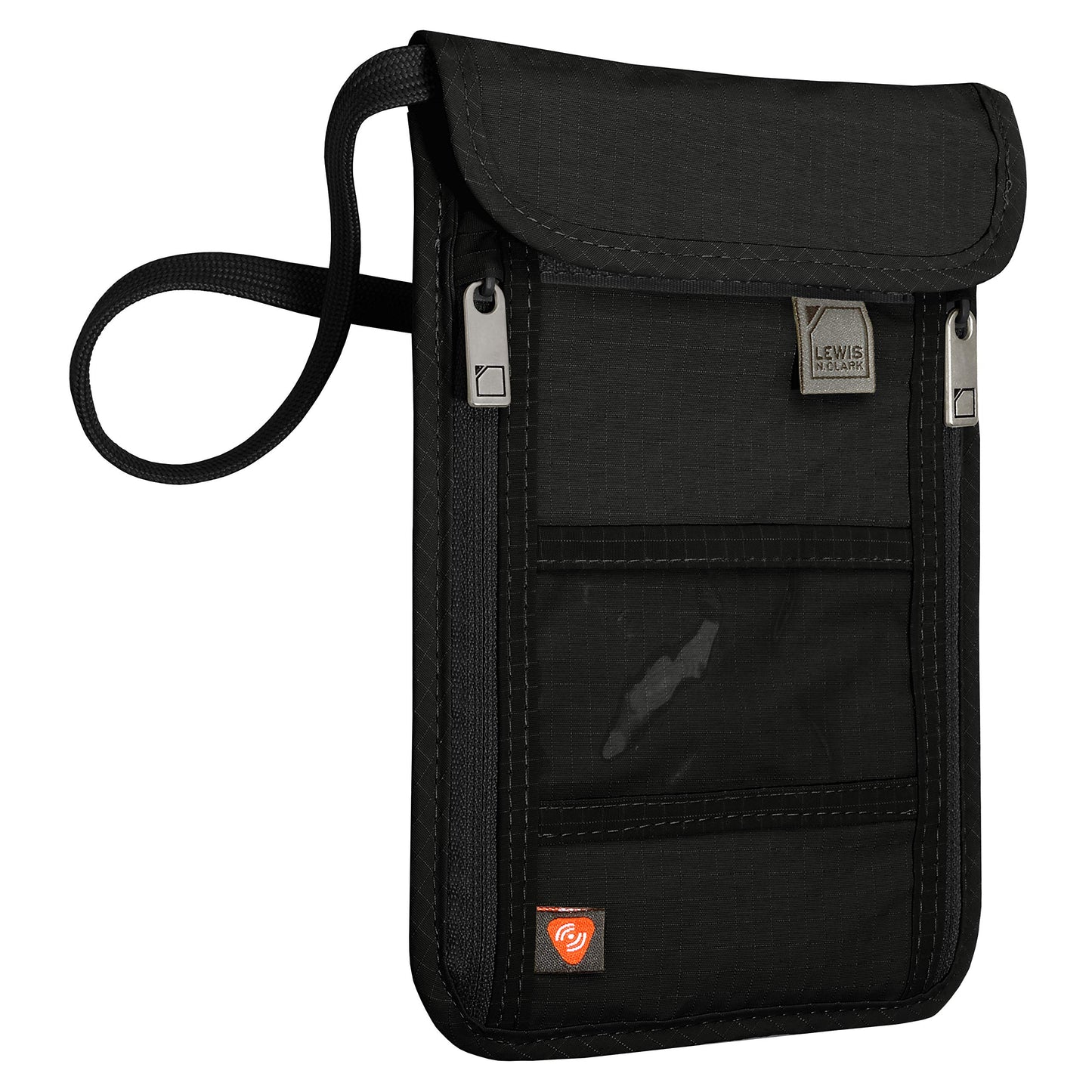 Lewis N. Clark RFID Blocking Stash Neck Wallet, Travel Pouch + Passport Holder for Women & Men, Black, One Size