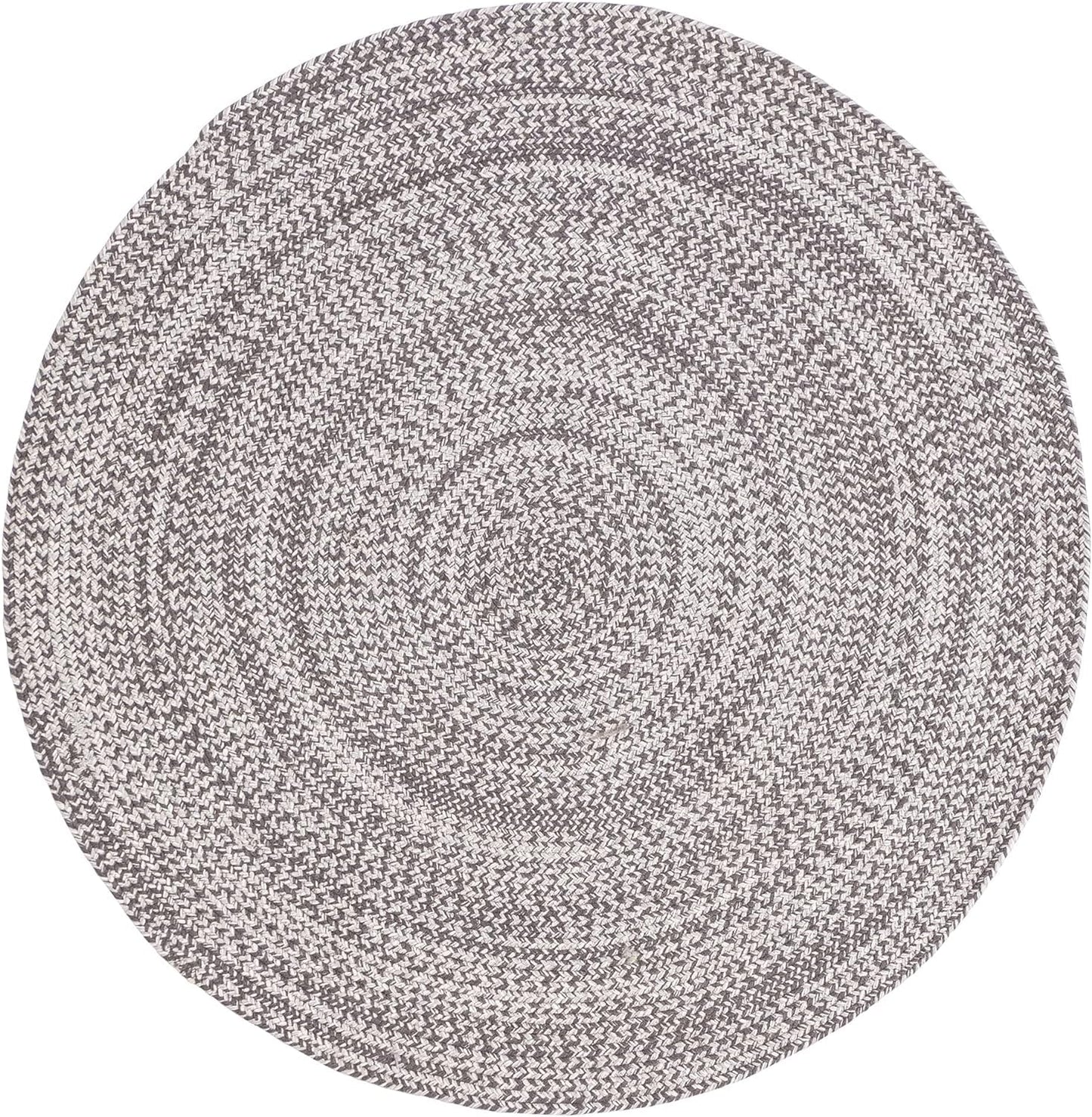Super Area Rugs Gray/Ivory Braided Rug - Round Rug for Dining Table/Kitchen -4ft Circular Farmhouse Indoor Woven Construction